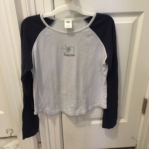 Old Navy Figure Ice Skate Sparkly Stoned 3/4 sleeve baseball style shirt size 16